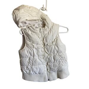 Old Navy White Puffer Vest with Hood Size 18-24m